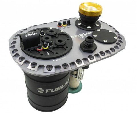 FUELAB Titanium Quick Service Surge Tanks 62710-5 Fuelab Tank Fuel Pump, Twin Screw 500 LPH, Brushless, Up to 1600 HP, Mounting Bracket, Hardware, Gasket, Each