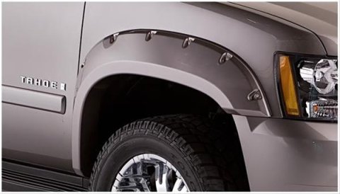 Bushwacker Pocket-Style Fender Flares for 2007-2013 AVALANCHE, 2007-2014 TAHOE - 40071-02 Flares, Pocket Style, Front, Black, Dura-Flex Thermoplastic, Chevy, Pair