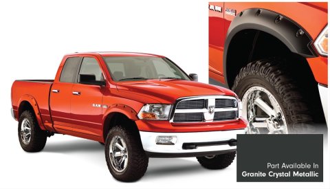 Bushwacker Color-Matching Pocket Style Fender Flares for 2016-2018 1500, 2019-2022 1500 CLASSIC - 50915-65 Flares, Style, Front/Rear, Dura-Flex Thermoplastic, Granite Crystal Metallic, Ram, Set of 4