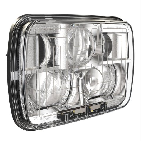 J. W. Speaker 8910 Evolution 2 LED Headlights 554461 Headlight Assemblies, Headlights, Rectangle, Clear Lens, Black Housing, Chrome Bezel, Each