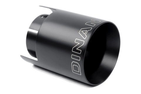 Dinan Double-Walled Round, Black 3.25 Inch Exhaust Tip D663-0646-BOX Tips, Stainless, Clamp-On, Double-Wall, Black, 5.00 in. Long, in. Inlet, 4.50 in. Outlet, Straight Cut, Beveled Edge, Each