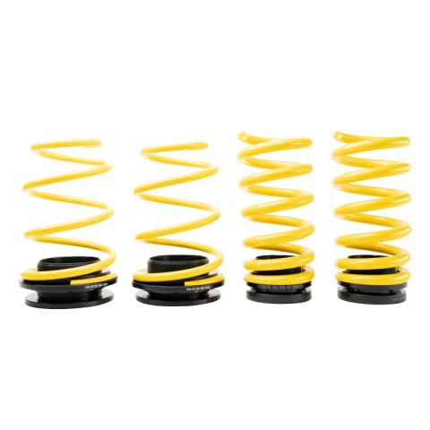 ST Suspensions Adjustable Lowering Springs 27330065 Springs, Height, Front and Rear, Yellow Powdercoated, Use with Factory Dampers, Ford, Kit