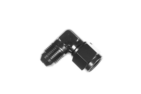 Redhorse Performance 8290 Series Couplers 8290-04-04-2 Fitting, Coupler, Union, AN to AN, 90 Degree, Aluminum, Black Anodized, -4 AN, -4 AN, Swivel, Each
