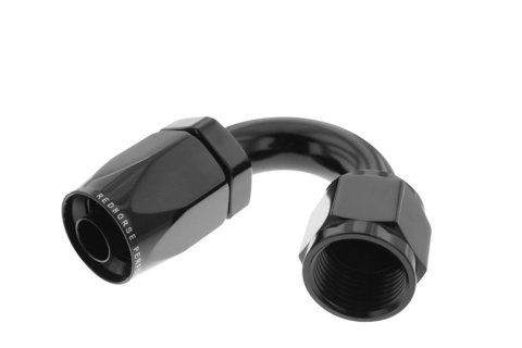 Redhorse Performance 6000 Series Non-Swivel Seal Hose Ends 6150-10-2 Ends, Series, Seal, -10 AN Female Threads, Reusable non-swivel, 150 degree, -10 AN Hose, Aluminum, Black Anodized, Each