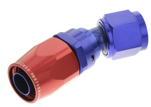 Redhorse Performance 1000 Series Swivel Seal Hose Ends 1030-10-1 Ends, Series, Seal, -10 AN Female Threads, Reusable swivel, 30 degree, -10 AN Hose, Aluminum, Red/Blue Anodized, Each