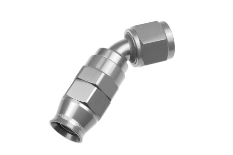 Redhorse Performance 1200 Series Reuseable PTFE Hose Ends 1245-10-5 Ends, Series, Reuseable, PTFE, -10 AN Female Threads, Reusable swivel, 45 degree, -10 AN Hose, Aluminum, Clear Anodized, Each