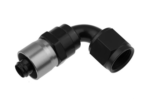 Redhorse Performance 7000 Series Crimp Style Hose End Fittings 7090-08-2 Ends, Series, Style, -8 AN Female Threads, Socketless barb, 90 degree, -8 AN Hose, Aluminum, Black Anodized, Each