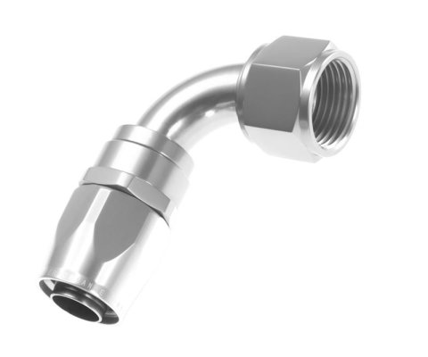 Redhorse Performance 1000 Series Swivel Seal Hose Ends 1090-04-5 Ends, Series, Seal, -4 AN Female Threads, Reusable swivel, 90 degree, -4 AN Hose, Aluminum, Clear Anodized, Each