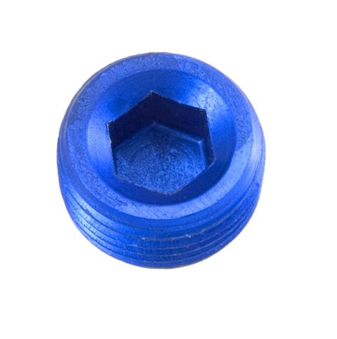 Redhorse Performance 932 Series Pipe Plugs 932-04-1 Fitting, Socket Plug, Internal Allen Head, Aluminum, Blue Anodized, 1/4 in. NPT, Male Threads, Pair