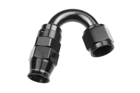 Redhorse Performance 1200 Series Reuseable PTFE Hose Ends 1250-08-2 Ends, Series, Reuseable, PTFE, -8 AN Female Threads, Reusable swivel, 150 degree, -8 AN Hose, Aluminum, Black Anodized, Each