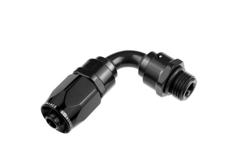 Redhorse Performance 1300 Series ORB Swivel Seal Hose Ends 1390-08-08-2 Ends, Series, ORB, Seal, -8 AN Male Threads, Reusable swivel, 90 degree, -8 AN O-ring Hose, Aluminum, Black Anodized, Each