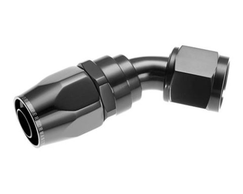 Redhorse Performance 1000 Series Swivel Seal Hose Ends 1045-20-2 Ends, Series, Seal, -20 AN Female Threads, Reusable swivel, 45 degree, -20 AN Hose, Aluminum, Black Anodized, Each