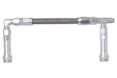 Redhorse Performance 5150 Series Dual-Feed Carburetor Kits 5150-06-5 Fuel Line, Braided Stainless Steel, Clear Anodized, Holley, 4150, -6 AN Inlet, Each