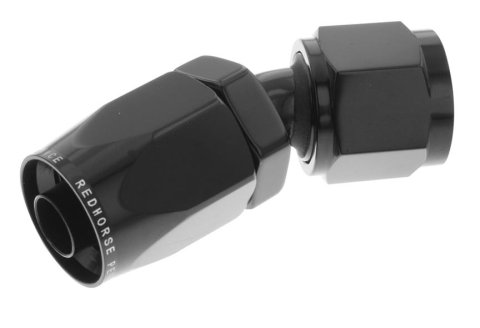 Redhorse Performance 6000 Series Non-Swivel Seal Hose Ends 6030-10-2 Ends, Series, Seal, -10 AN Female Threads, Reusable non-swivel, 30 degree, -10 AN Hose, Aluminum, Black Anodized, Each