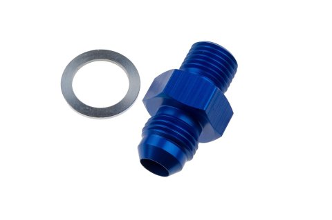 Redhorse Performance 8248 Series Tee Adapter Fittings 8262-06-04-1 Transmission Line Adapter, Aluminum, Blue Anodized, Male -6 AN, to Male 1/4 in. NPS, Pair
