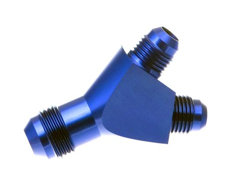 Redhorse Performance 930 Series Y-Blocks 930-06-06-1 Fuel Block, Y-Type, Aluminum, Blue Anodized, Male -6 AN Inlet, Male -6 AN Outlets, Each