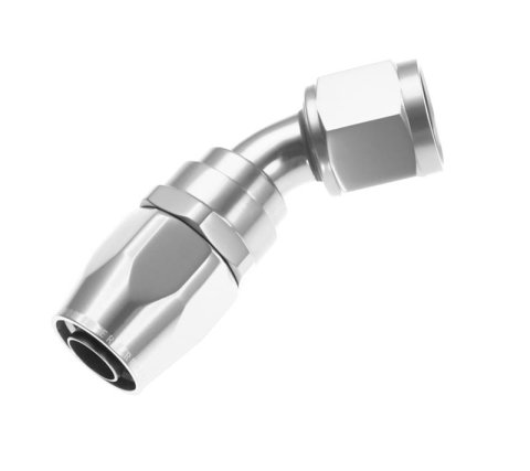 Redhorse Performance 1000 Series Swivel Seal Hose Ends 1045-16-5 Ends, Series, Seal, -16 AN Female Threads, Reusable swivel, 45 degree, -16 AN Hose, Aluminum, Clear Anodized, Each