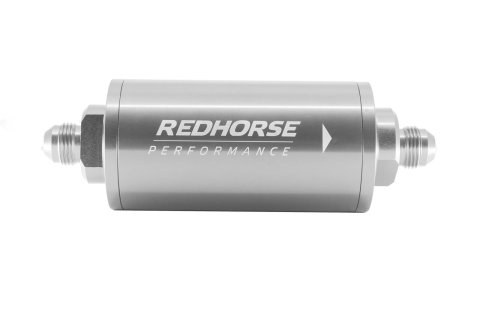 Redhorse Performance 4651 Series 10 Microns Fuel Filter with -10 AN Inlet Size 4651-10-5-10 Filter, Inline Mount, Aluminum, Clear Anodized, Microns, Male Inlet/Outlet, Each