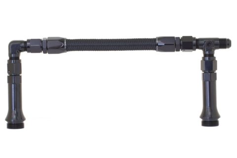 Redhorse Performance 5160 Series Dual-Feed Carburetor Kits 5160-06-2 Feed Lines, Series, Braided Nylon, Fittings, Black, Single -6 AN Male Threads Inlet, Dual 7/8-20 in. Male Threads Outlet, Each