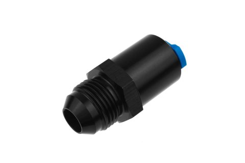 Redhorse Performance 880 Series Fuel Line Adapter Fittings 880-06-06-2 Fitting, Push-On EFI, Straight, Male -6 AN, Female Quick-Connect, Threaded Cap, 3/8 in., Aluminum, Black Anodized, Each