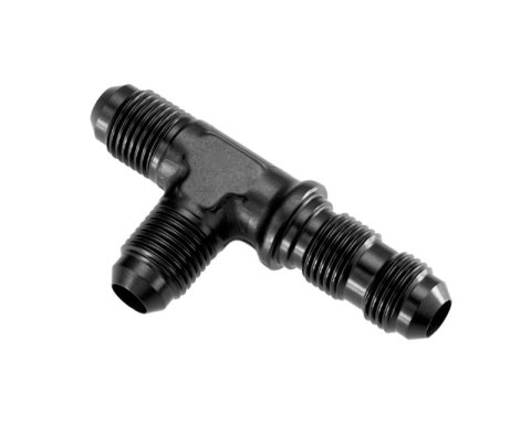 Redhorse Performance 804 Series Bulkhead Tee Fittings 804-03-2 Fitting, Bulkhead, Tee, Aluminum, Black Anodized, -3 AN Male Threads, Each
