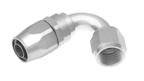 Redhorse Performance 1000 Series Swivel Seal Hose Ends 1120-10-5 Ends, Series, Seal, -10 AN Female Threads, Reusable swivel, 120 degree, -10 AN Hose, Aluminum, Clear Anodized, Each