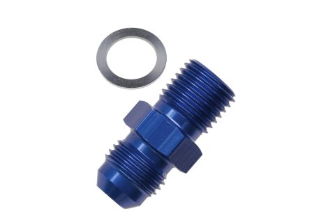 Redhorse Performance 8161 Series AN to Metric Adapter Fittings 8161-08-12-1 Fitting, Adapter, Threads, Straight, Aluminum, Blue Anodized, -8 AN, M12 x 1.5, Each