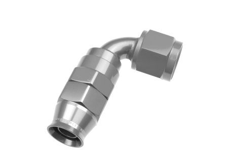 Redhorse Performance 1200 Series Reuseable PTFE Hose Ends 1290-06-5 Ends, Series, Reuseable, PTFE, -6 AN Female Threads, Reusable swivel, 90 degree, -6 AN Hose, Aluminum, Clear Anodized, Each