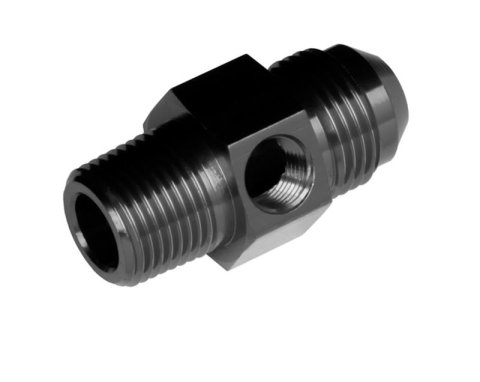Redhorse Performance 9194 Series Gauge Adapters 9194-06-04-2 Fitting, Pressure Adapter, Straight, Aluminum, Black Anodized, -6 AN Male, 1/4 in. NPT Male, 1/8 in. NPT Female, Each