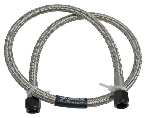 Redhorse Performance 900 Series Nitrous Oxide Hose Assemblies 900-06-36-2 Hose, Braided Stainless Steel, -6 AN Female End, Blue, -6 AN Female End, Black Anodized Ends, 36 in. Length, Each