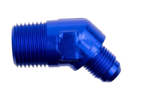 Redhorse Performance 823 Series 45 Degree AN to NPT Adapter Fittings 823-06-04-1 Fitting, Adapter, NPT, Degree, Aluminum, Blue Anodized, -6 AN, 1/4 in. NPT, Each