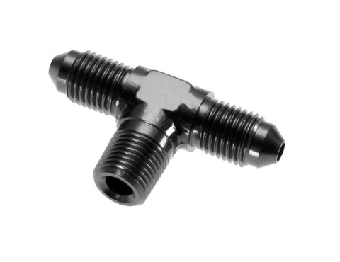 Redhorse Performance 825 Series Tee Adapter Fittings 825-03-02-2 Fitting, Adapter, AN with 1/8 in. NPT on Bottom, -3 AN, Aluminum, Black Anodized, Each