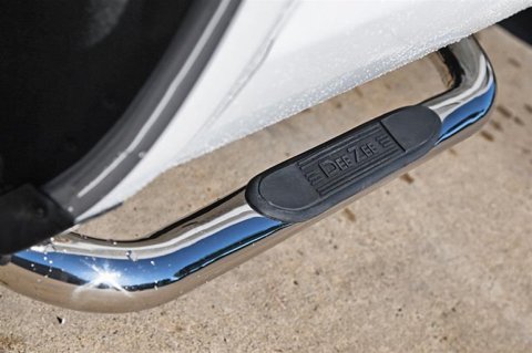 Dee Zee Stainless Steel Round Side Step Bars DZ373513 Bars, Nerf Bars, Round, Steel, Polished, 3.00 in. Diameter, Chevrolet, GMC, Standard Cab, Pair