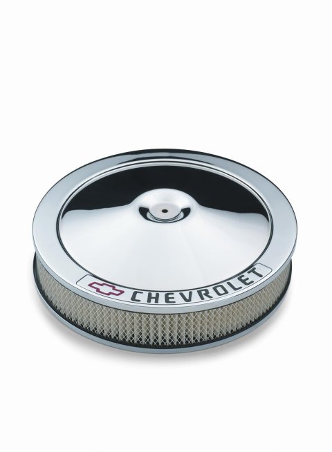 Proform GM Licensed Chevrolet Air Cleaner Kits 141-906 Filter Assembly, 14 in. Diameter, Round, Steel, Chrome, Logo, 3 in. Filter, Each