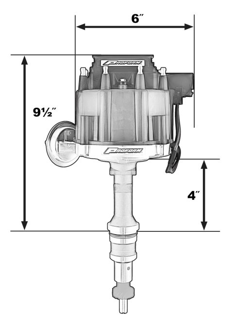 Proform Street/Strip HEI Distributors 66983BK Distributor, HEI, Magnetic Pickup, Vacuum Advance, Black Cap, Ford, 351W, Each