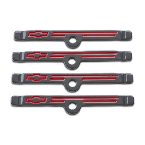 Proform GM Licensed Valve Cover Hold-Down Clamps 141-885 Tabs, Steel, Shark Gray, Chevy, Small Block V8/V6, Set of 4