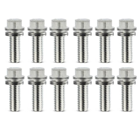 Proform Self-Locking Wedge Header Bolts 66827 Fasteners, Bolts, Hex Head, Steel, Nickel Plated, 3/8 in. NPT Thread Size, 0.750 in. Underhead Length, Set of 12