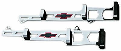 Proform GM Licensed Chevrolet Linear Wire Looms 141-638 Ignition Loom/Separator, Bowtie, Steel, Chrome, 7-8mm, Chevy, Small Block, Pair