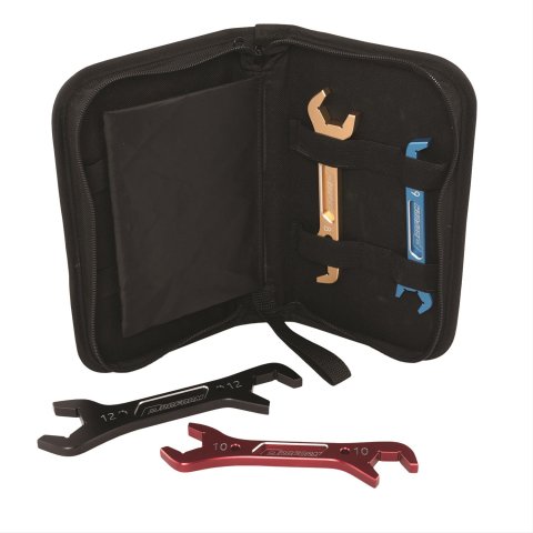 Proform AN Hose End Wrench Kits 66988 Wrenches, Aluminum, Anodized, Double-Ended, -6 through -12 AN, Storage Pouch, Set of 4