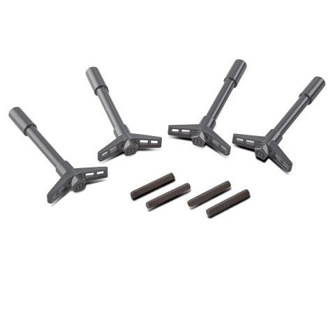 Proform Mopar Licensed Valve Cover Fasteners 440-886 Wing Nuts, Shark Gray, Recessed Omega "M" Emblem on Top, Set of 4