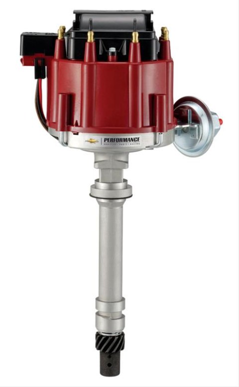 Proform GM Licensed Distributors 141-683 Distributor, HEI, Vacuum, Mechanical Advance, Coil, Steel Gear, Red Cap, Licensed, Chevy, V-8, Each