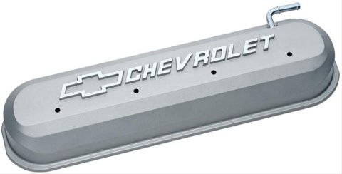 Proform Slant Edge Diecast Aluminum Valve Covers 141-263 Cover, Cast Aluminum, Gray Crinkle, Chevrolet Logo, Chevy, Small Block, LS, Pair
