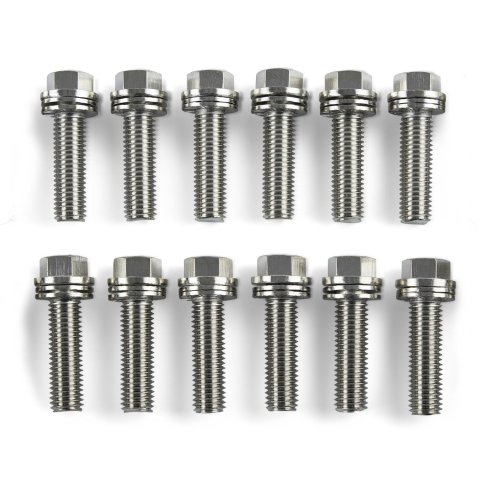 Proform Self-Locking Wedge Header Bolts 66754 Bolts, Hex Head, Steel, Nickel Plated, 8mm x 1.25, Chevy, 5.7, 6.0L, LS1, LS6, Set of 12