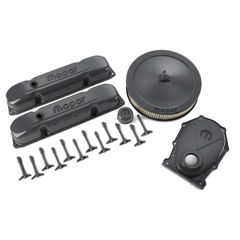 Proform Mopar Engine Dress Up Kits 440-887 Dress-Up Kit, Valve Covers, Valve Cover Wing Nuts, Air Cleaner, Breather, Shark Gray, MOPAR Logo, Big Block Mopar, B/RB, Kit