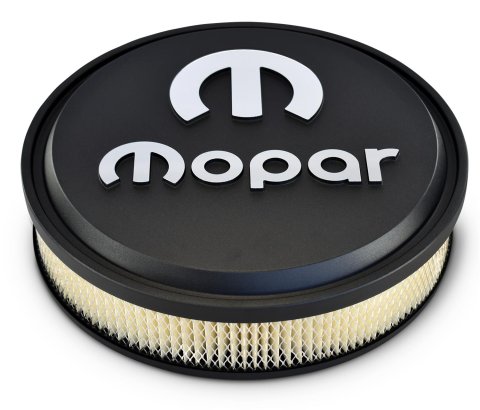Proform Mopar Licensed Slant-Edge Air Cleaners 440-830 Cleaner, Slant-Edge, Aluminum Top, Black Crinkle, Raised White Logo, 14.00 in. Diameter, Dropped 1.00 in., Each