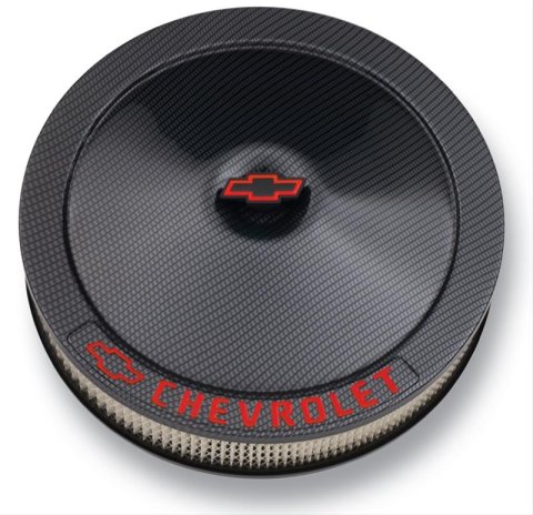 Proform GM Licensed Chevrolet Air Cleaner Kits 141-713 Filter Assembly, 14 in. Diameter, Round, Steel, Carbon Fiber Look, 3 in. Filter Height, Bowtie Nut, Each