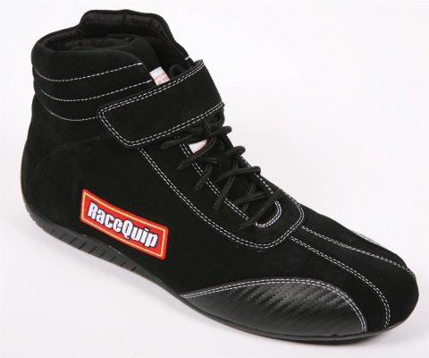 RaceQuip Euro Carbon-L Racing Shoes 30500100RQP Shoes, Mid-top Style, US Mens Shoe Size 10, Pyrovatex Liner, Black, SFI 3.3/5, Pair