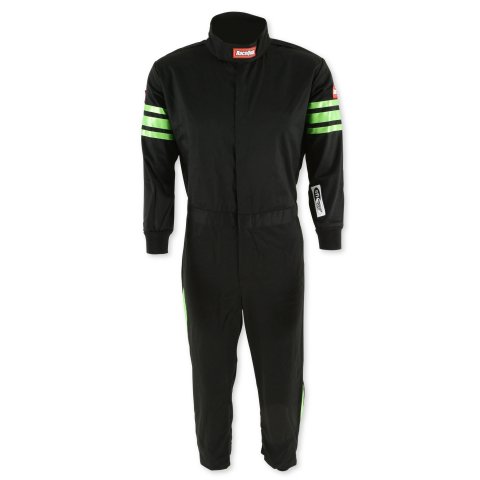 RaceQuip SFI-1 Pro-1 Single Layer Kids Suits 1950793RQP JR SUIT GREEN TRIM KMED