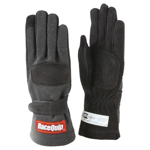 RaceQuip 355 Gloves 355006RQP Driving Gloves, 355, 2-Layer, Nomex/Leather, Black, Men's X-Large, SFI 3.3/5, Pair
