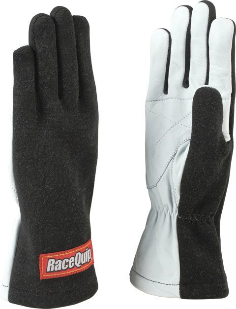 RaceQuip 350 Gloves 350002RQP Driving Gloves, 350, Nomex/Leather, Black/White, Men's Small, Pair